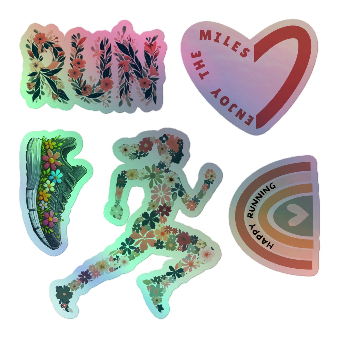 Holographic Floral Running Stickers - The Running Collective