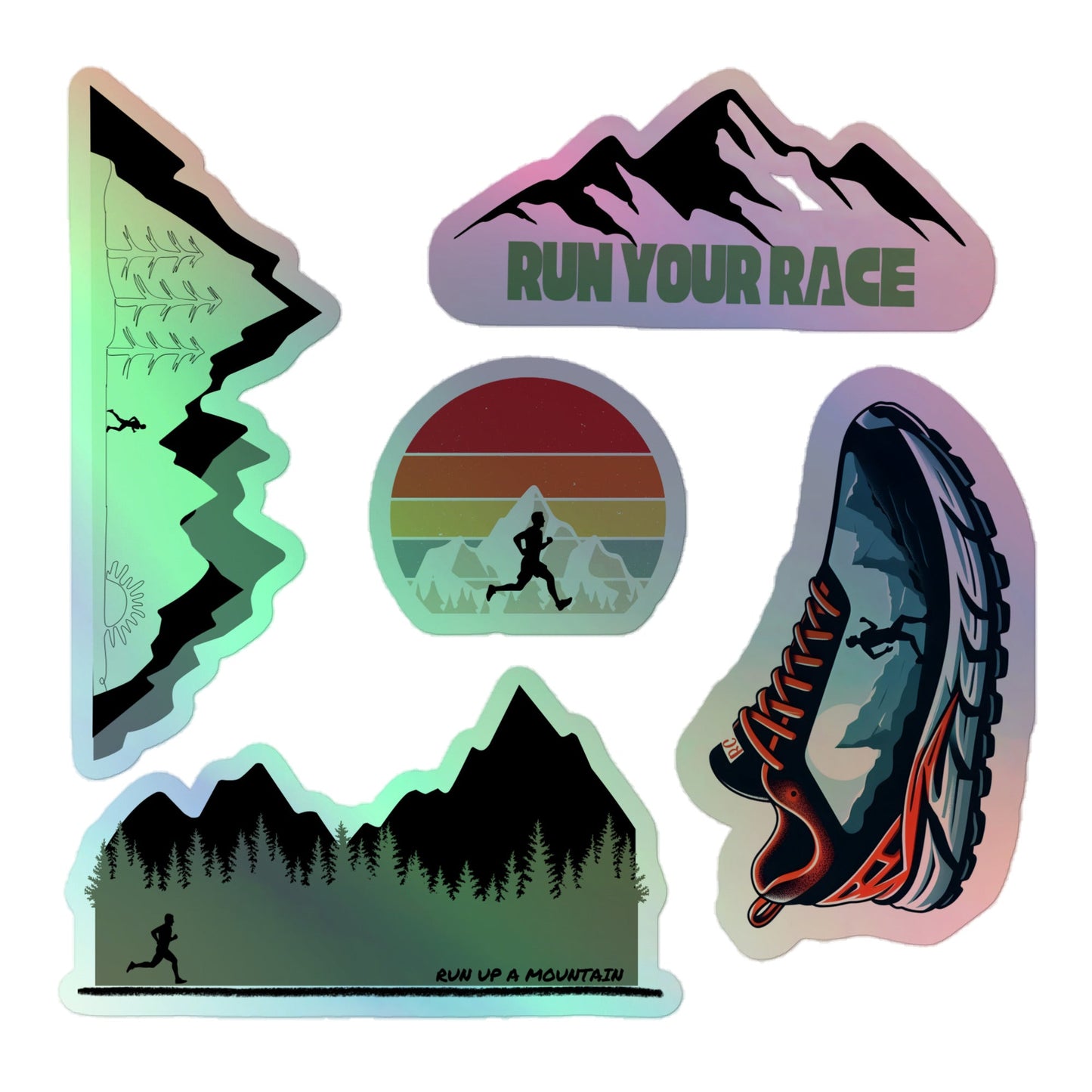 Holographic Trail Running Stickers - The Running Collective