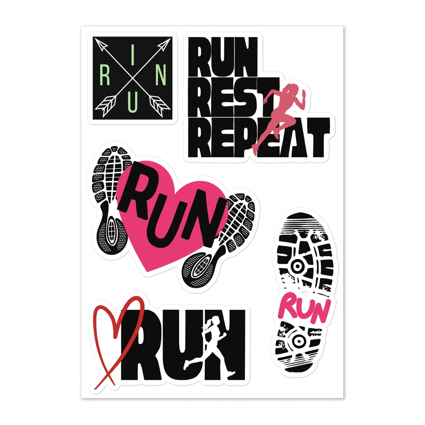 Running Themed Sticker Sheet - The Running Collective