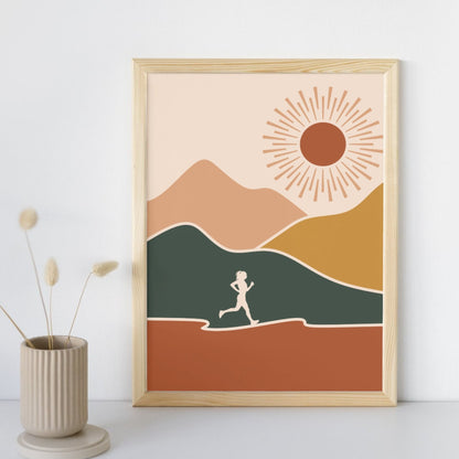 Running Wall Art – Retro Sunrise Runner Poster