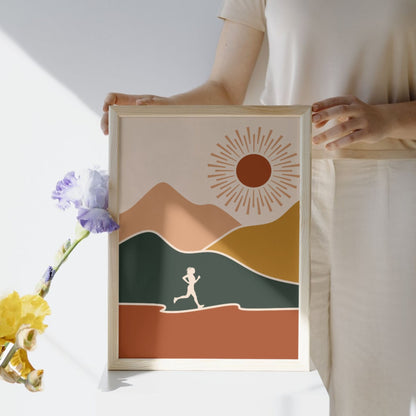 Running Wall Art – Retro Sunrise Runner Poster