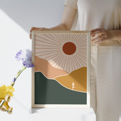 Sunrise Runner – Abstract Mountain Art Print