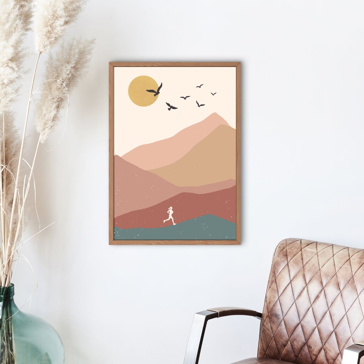 Sunset Trail Runner – Minimalist Mountain Art Print