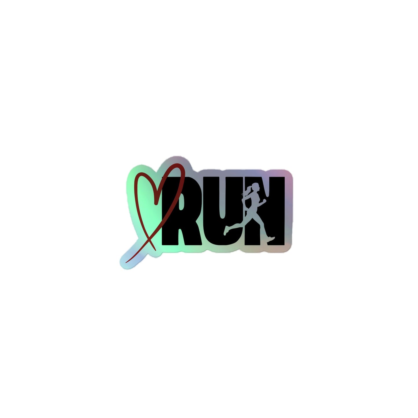 Holographic RUN Heart Sticker - The Running Collective