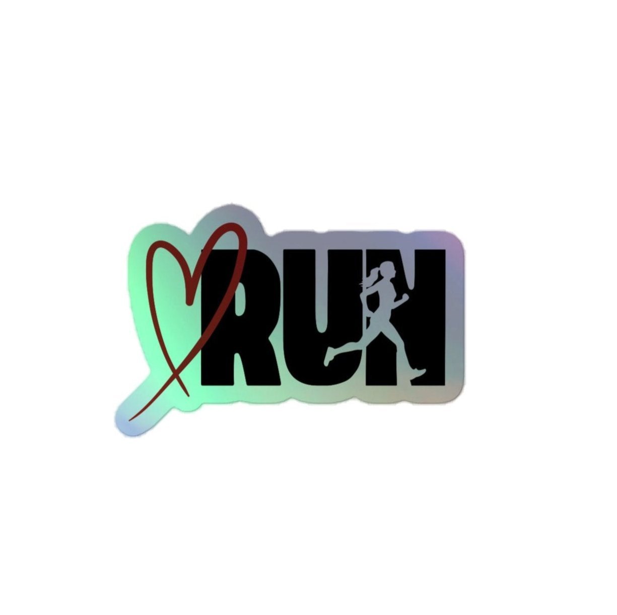 Holographic RUN Heart Sticker - The Running Collective