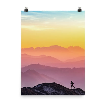 Morning Run Golden Sky Poster - The Running Collective
